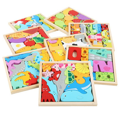 Puzzle 3D en bois sur plateau pour enfants