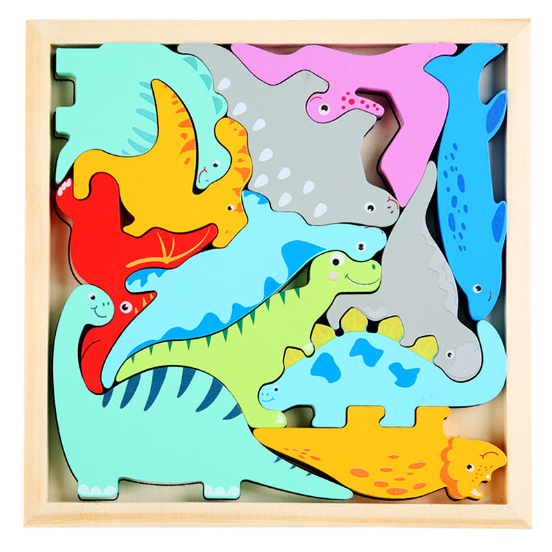 Puzzle 3D en bois sur plateau pour enfants