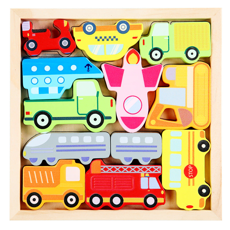 Puzzle 3D en bois sur plateau pour enfants