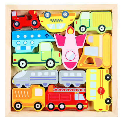 Puzzle 3D en bois sur plateau pour enfants