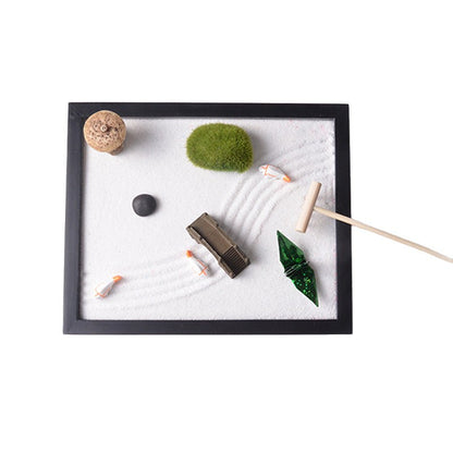 Plateau de sable zen, paysage miniature