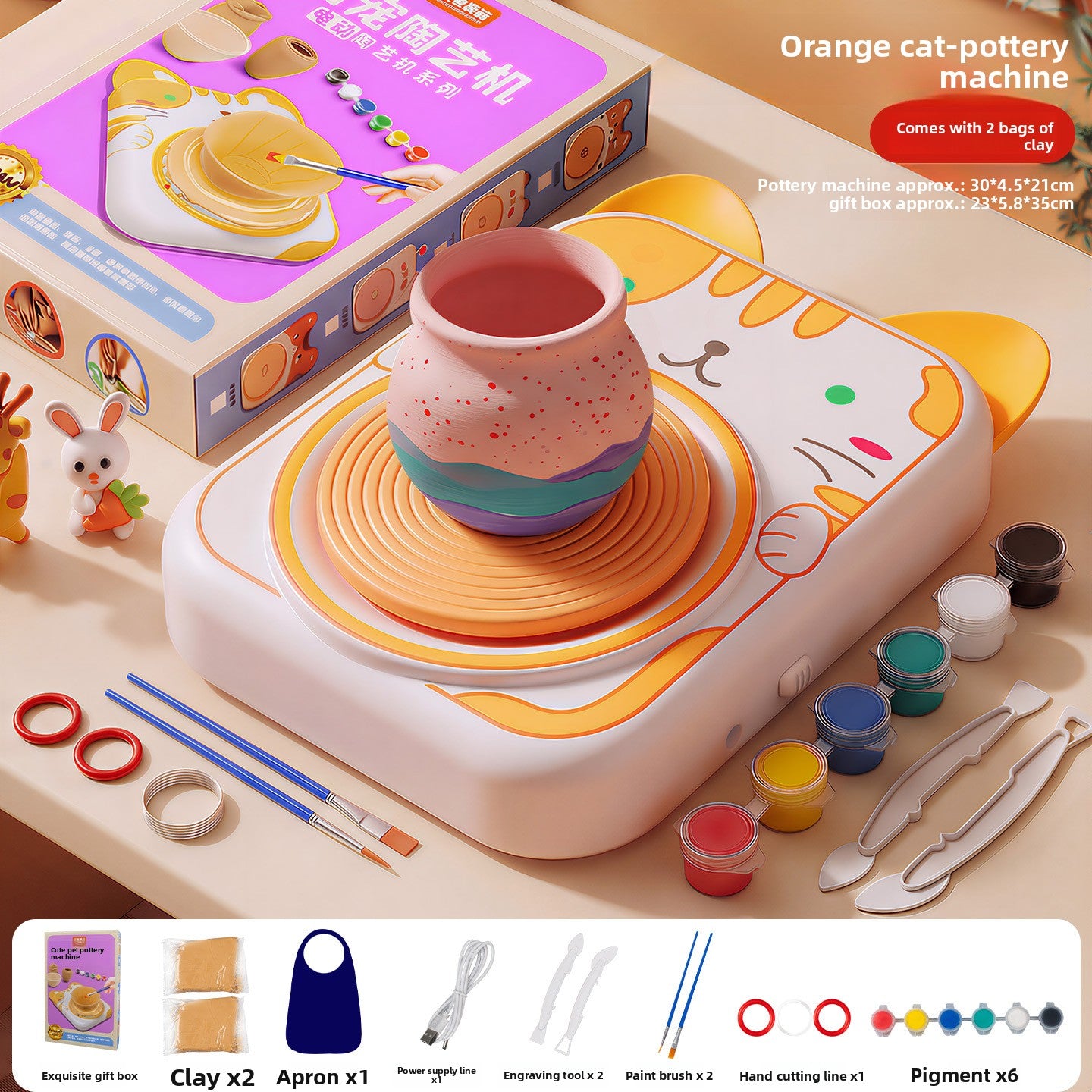 Kit mini tour de potier DIY avec argile autodurcissante