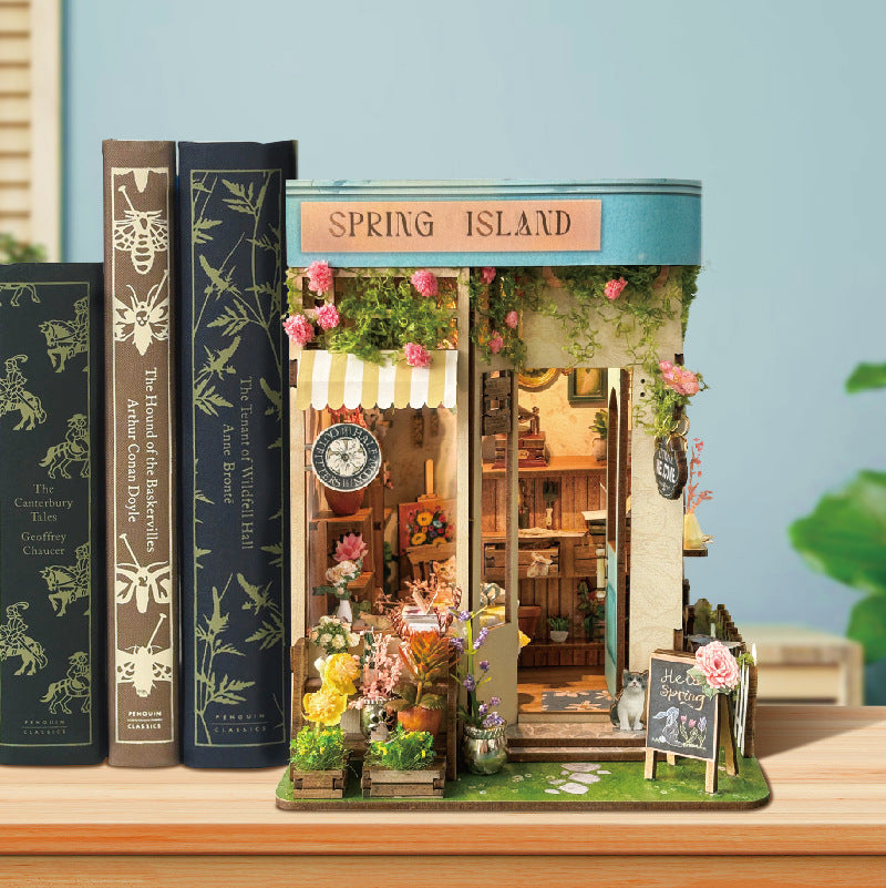 Maison miniature serre-livres, modèle 3D en bois