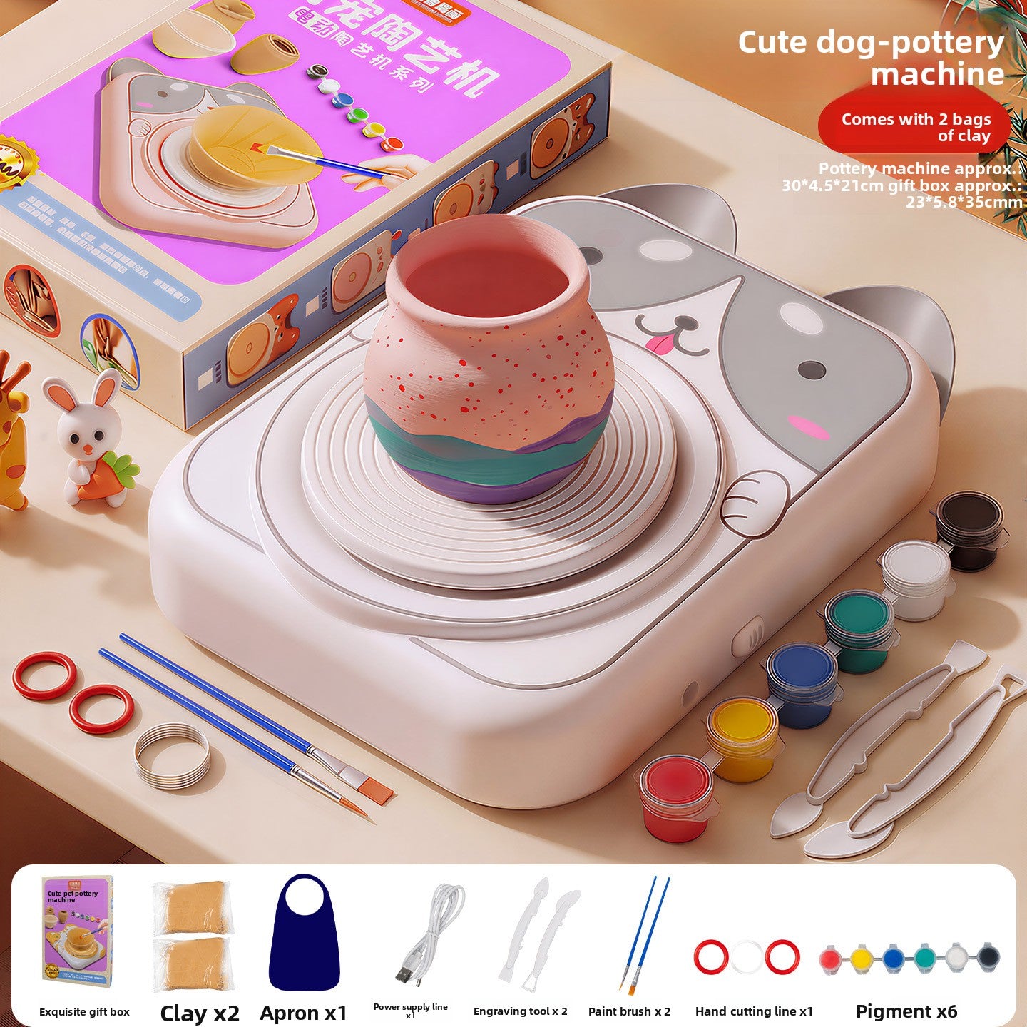 Kit mini tour de potier DIY avec argile autodurcissante