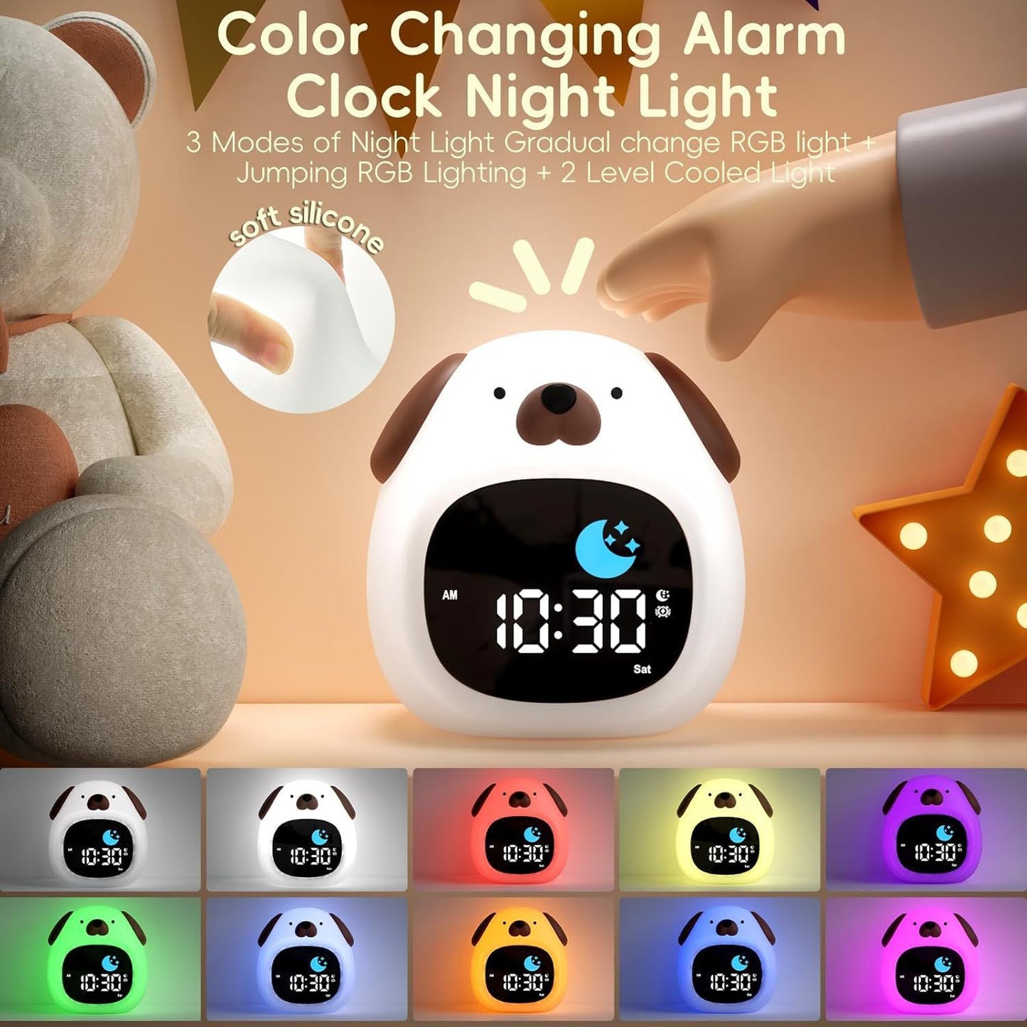 Silicone Cartoon Alarm Clock with LED Night Light