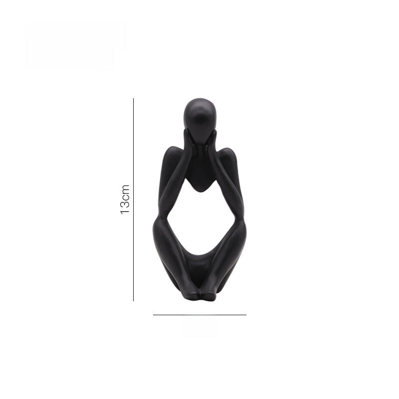 Scultura di figura in meditazione in resina, 13 cm