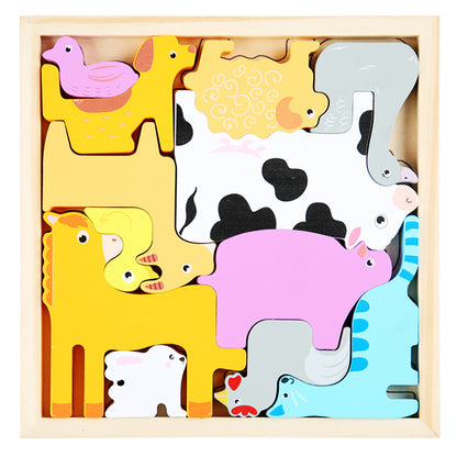 Puzzle 3D en bois sur plateau pour enfants