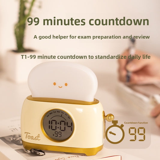 Cartoon bread machine alarm clock and night light