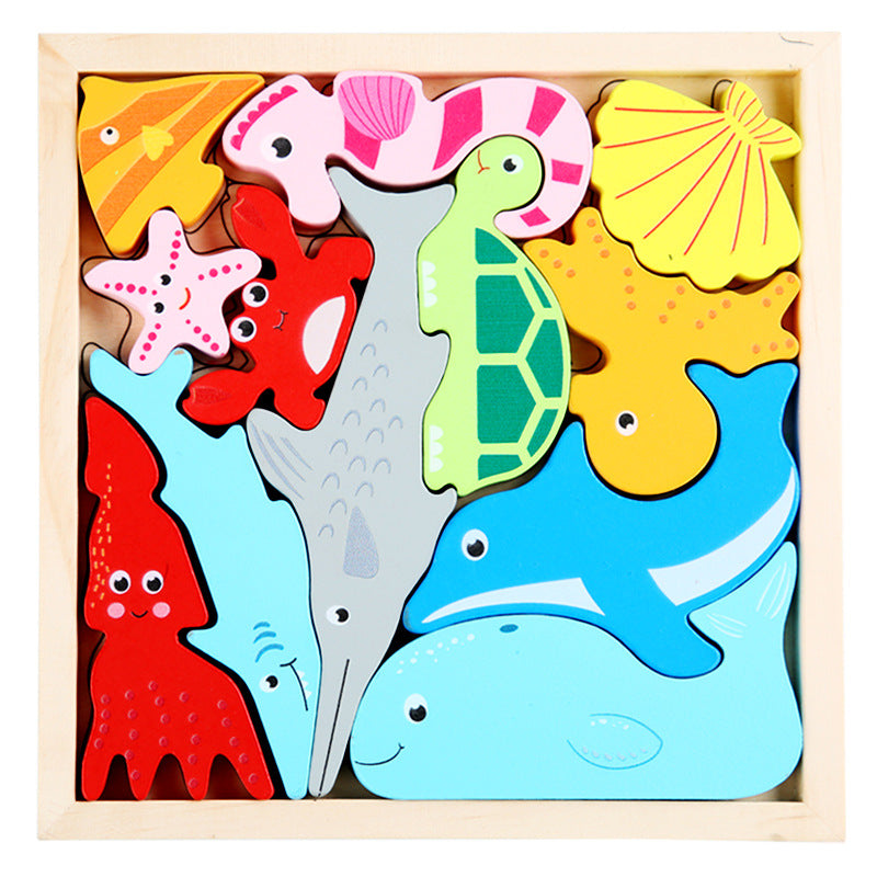 Puzzle 3D en bois sur plateau pour enfants