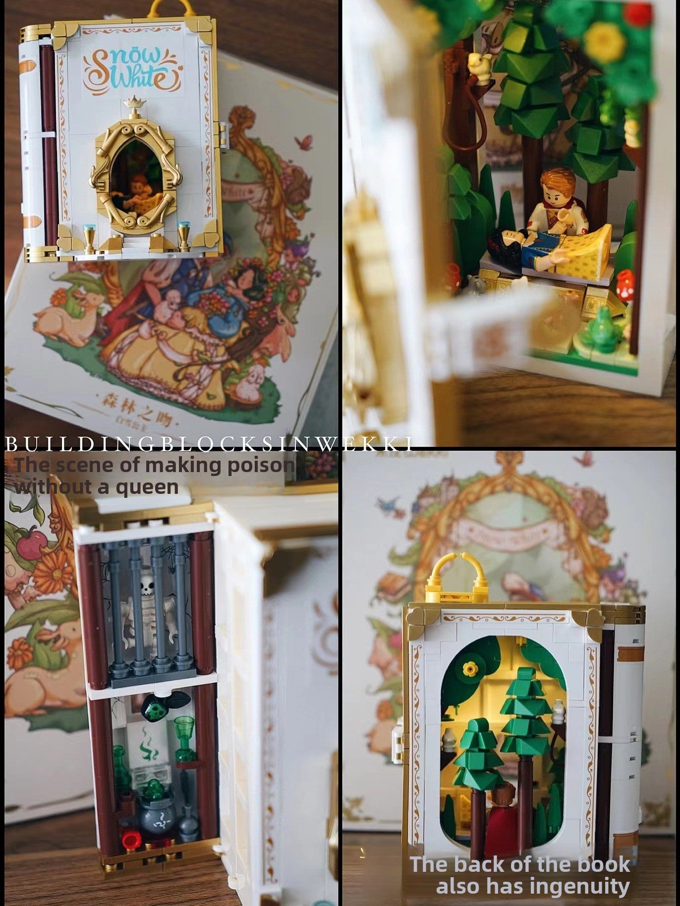 Pop-up fairy tale book with building block scenes