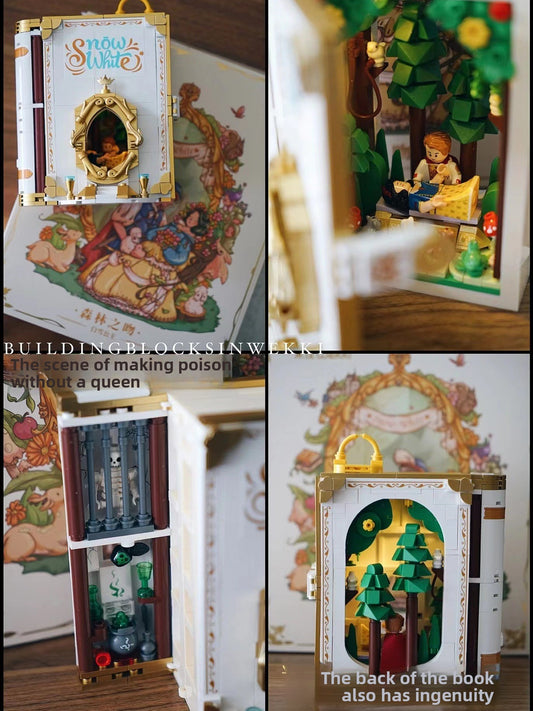 Pop-up fairy tale book with building block scenes